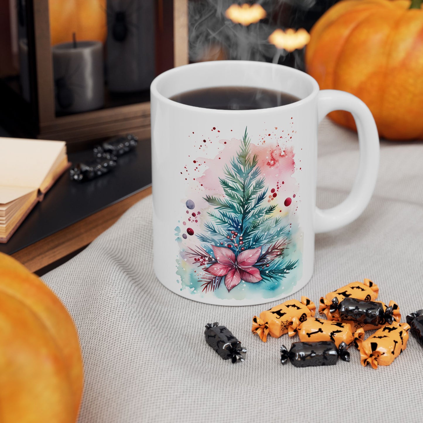 Christmas Mug - Christmas Tree and Mistletoe