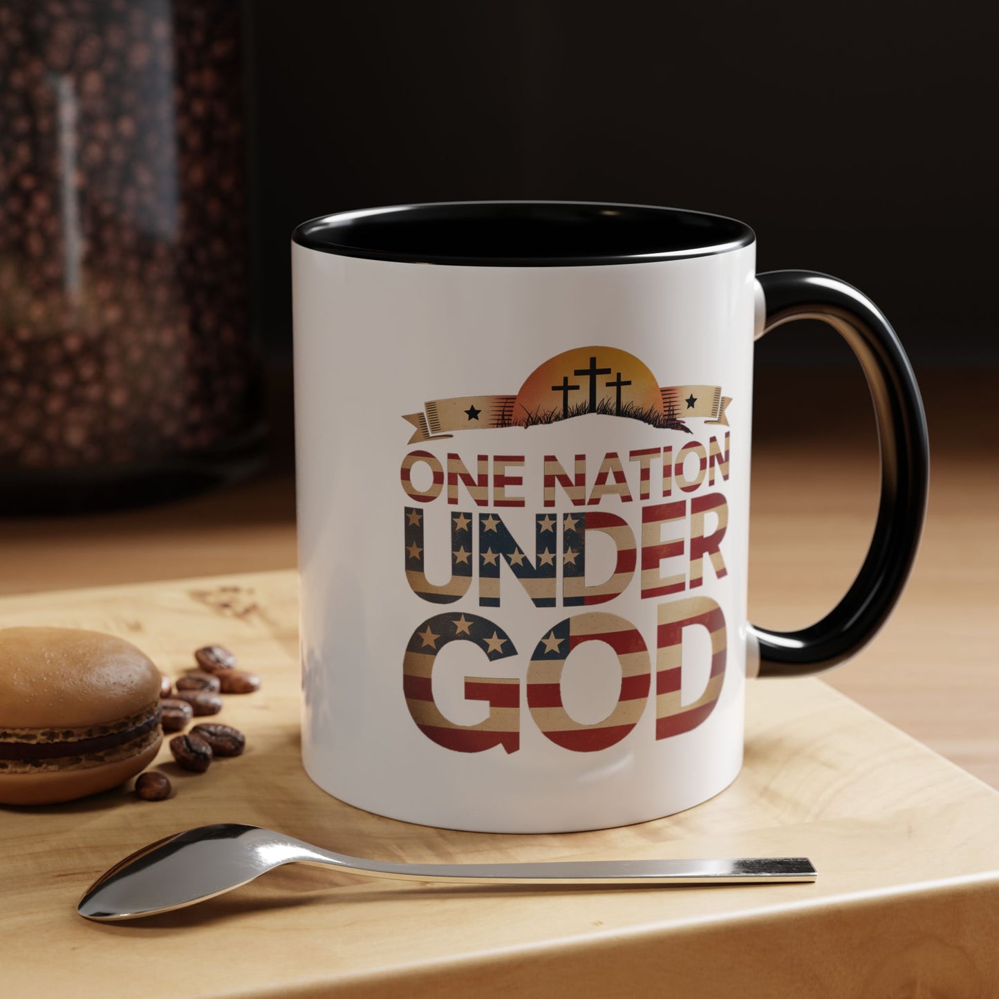 4th of July Mug - One Nation Under God Cross Flag