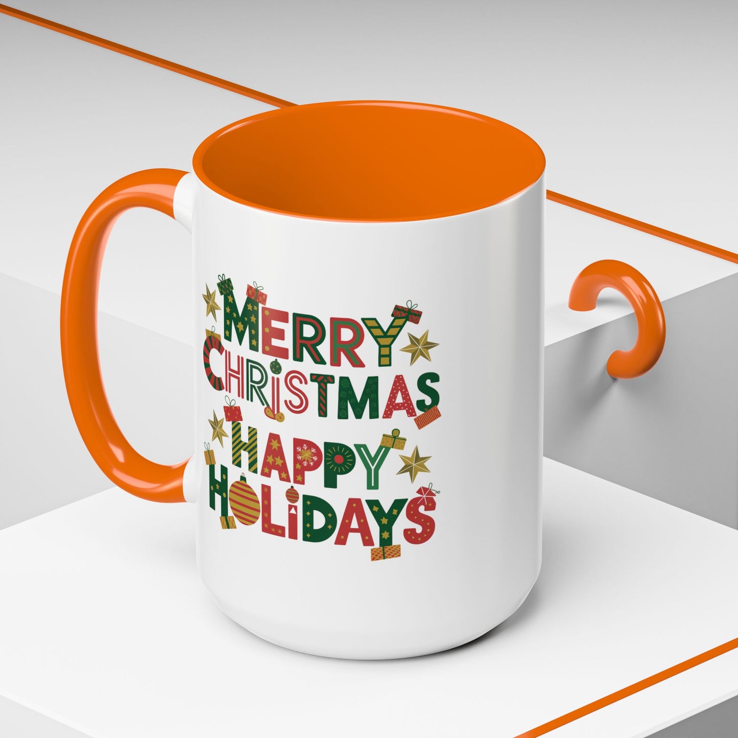 Christmas Mug - Merry Christmas Happy Holidays Decorative Text