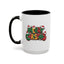 Christmas Mug - Merry Christmas Green Yellow & Red Text Hats