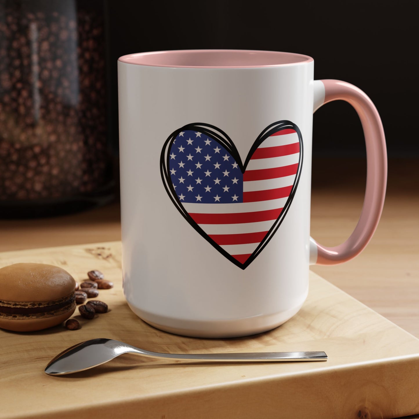 4th of July Mug - USA Flag Heart