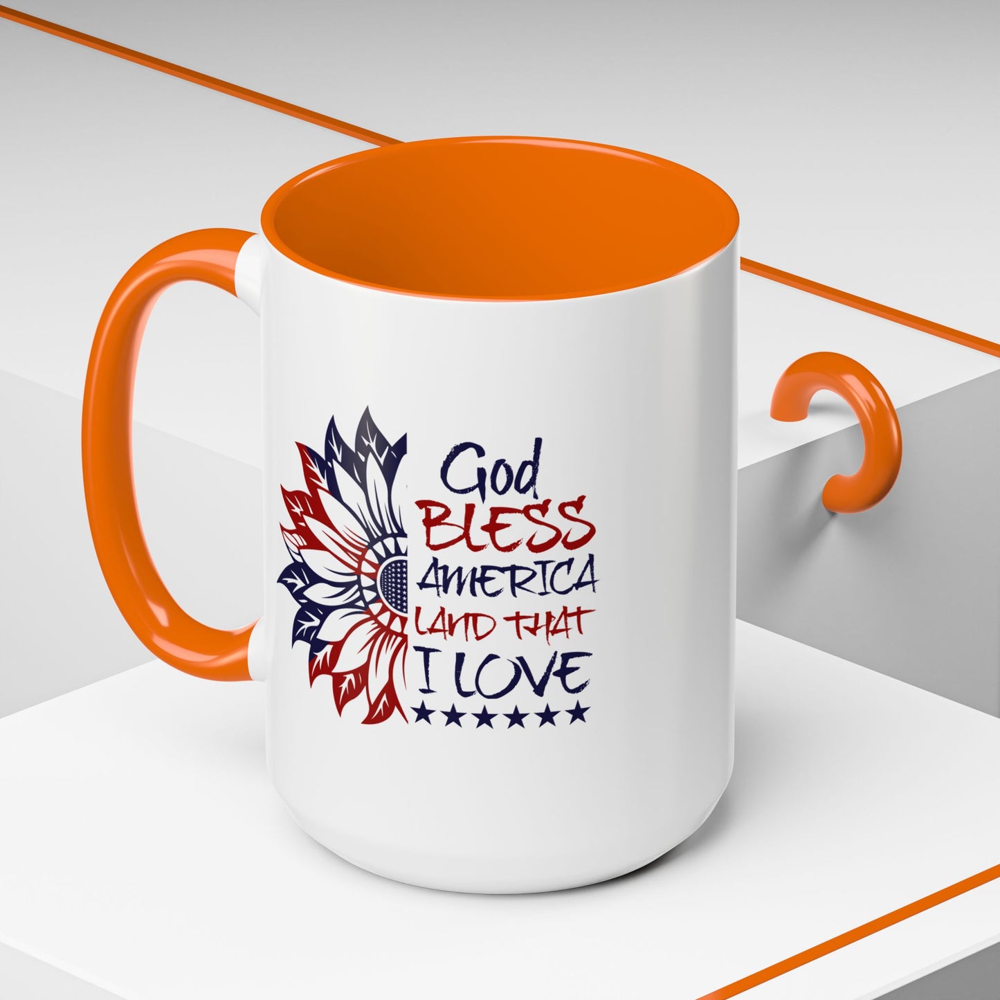 4th of July Mug - God Bless America Sunflower