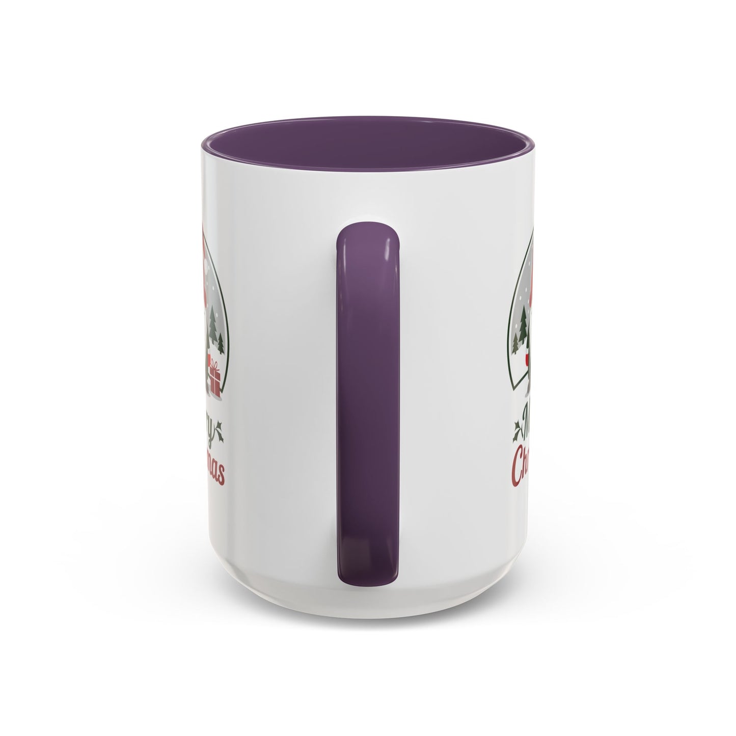 Christmas Mug - Merry Christmas Green & Red Text Gnome Present Trees