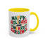 Christmas Mug - Happy Holidays and Merry Christmas Blue Green Yellow Red Text