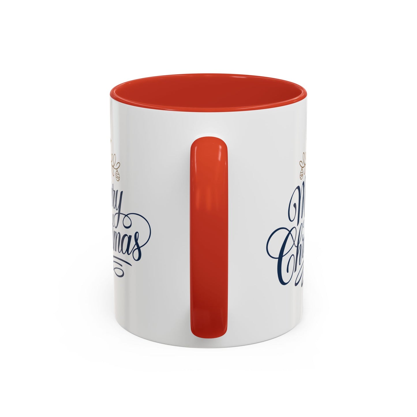 Christmas Mug - Merry Christmas Blue Text Gold Ornaments