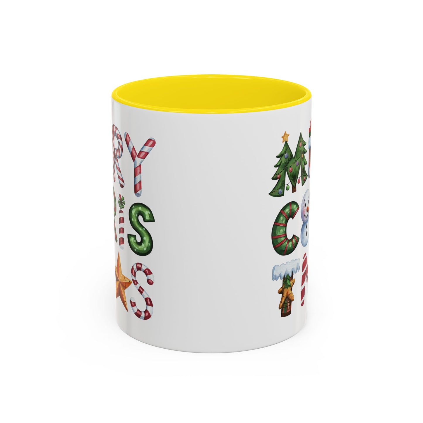 Christmas Mug - Merry Christmas Green Red & Gold Patterned Text