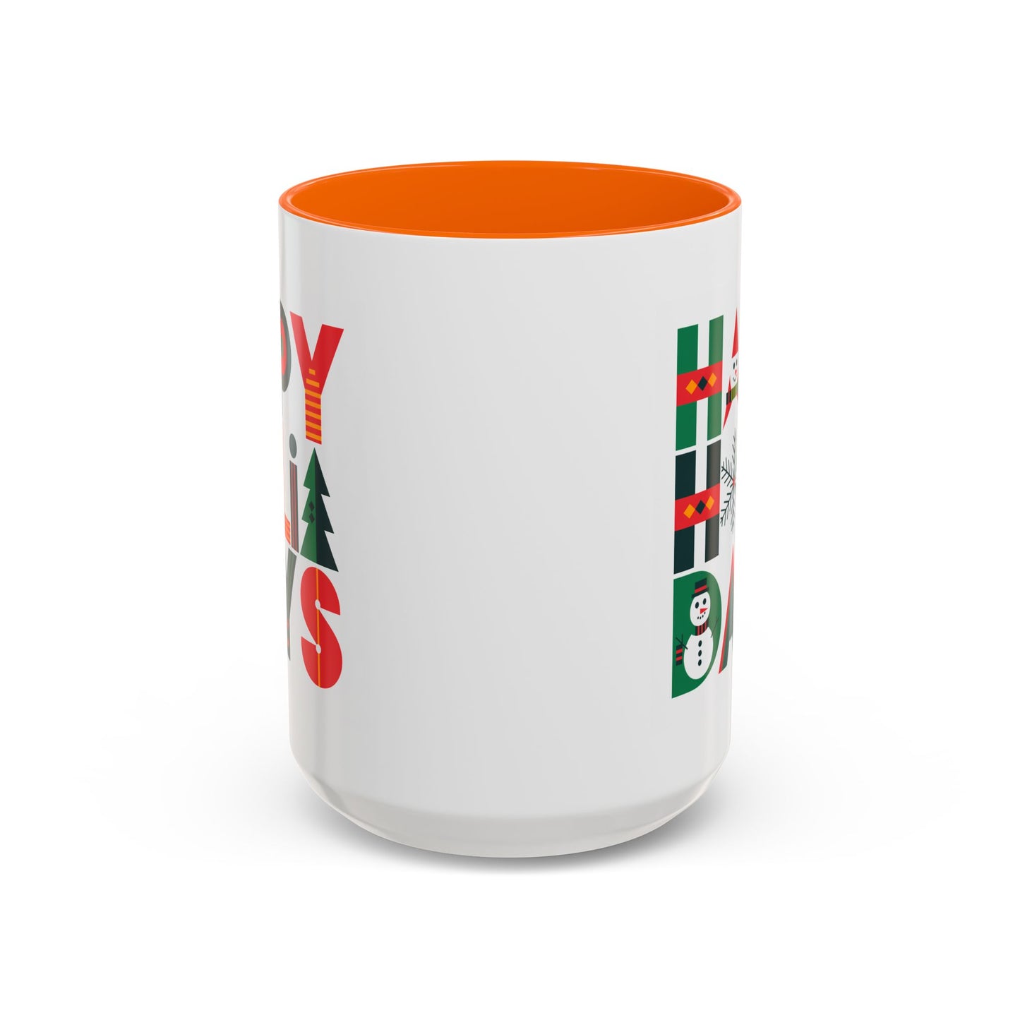 Christmas Mug - Happy Holidays Green Red & Blue Decorative Text