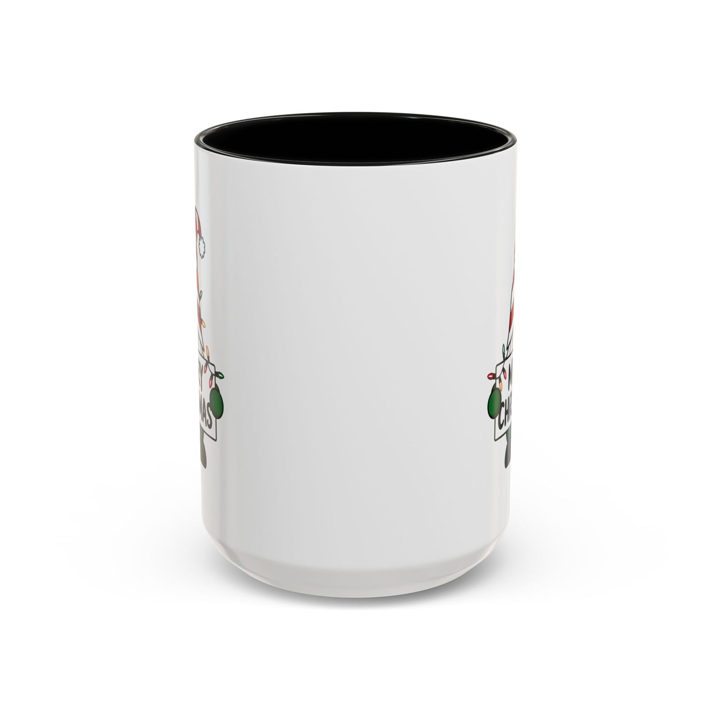 Christmas Mug - Merry Christmas Black Text Gnome Lights