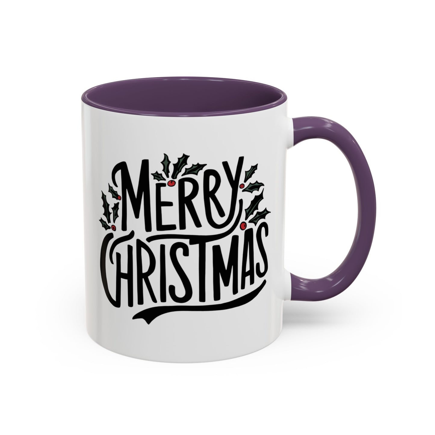 Christmas Mug - Merry Christmas Black Text Mistletoe