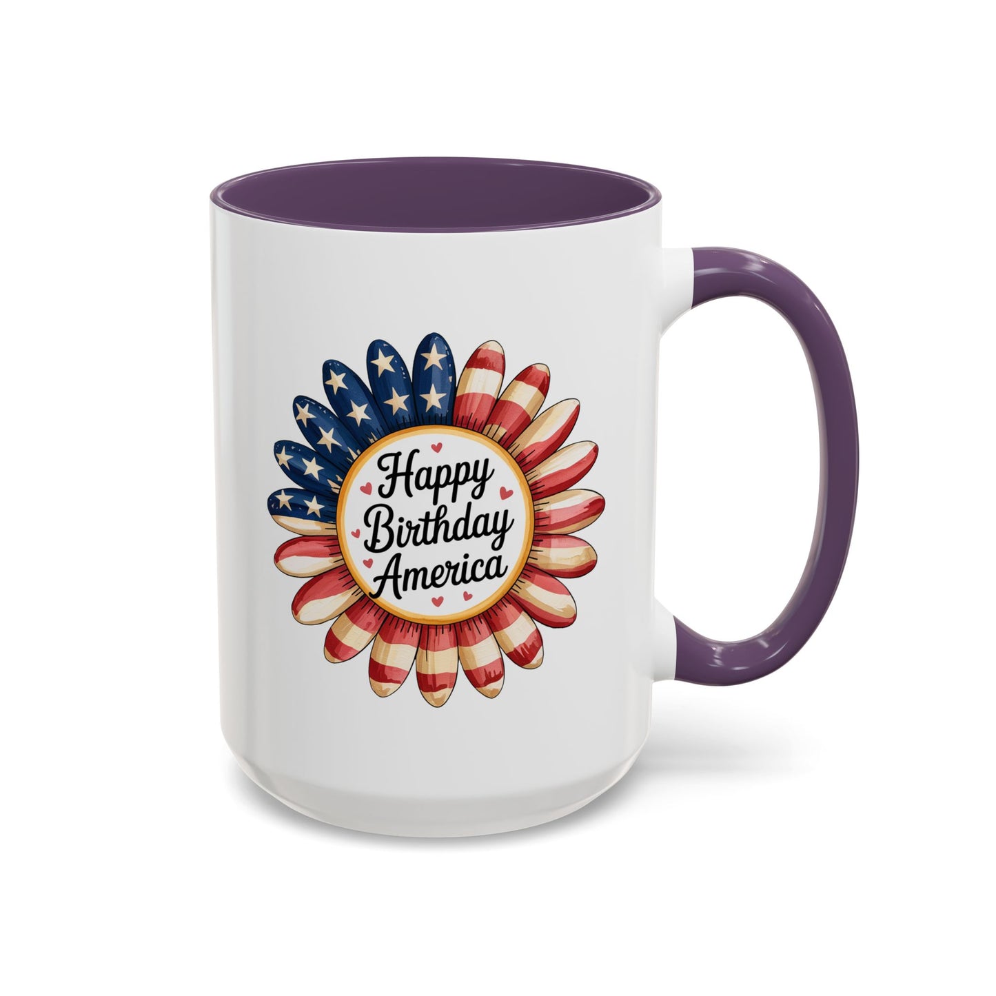 4th of July Mug - Happy Birthday America Sunflower