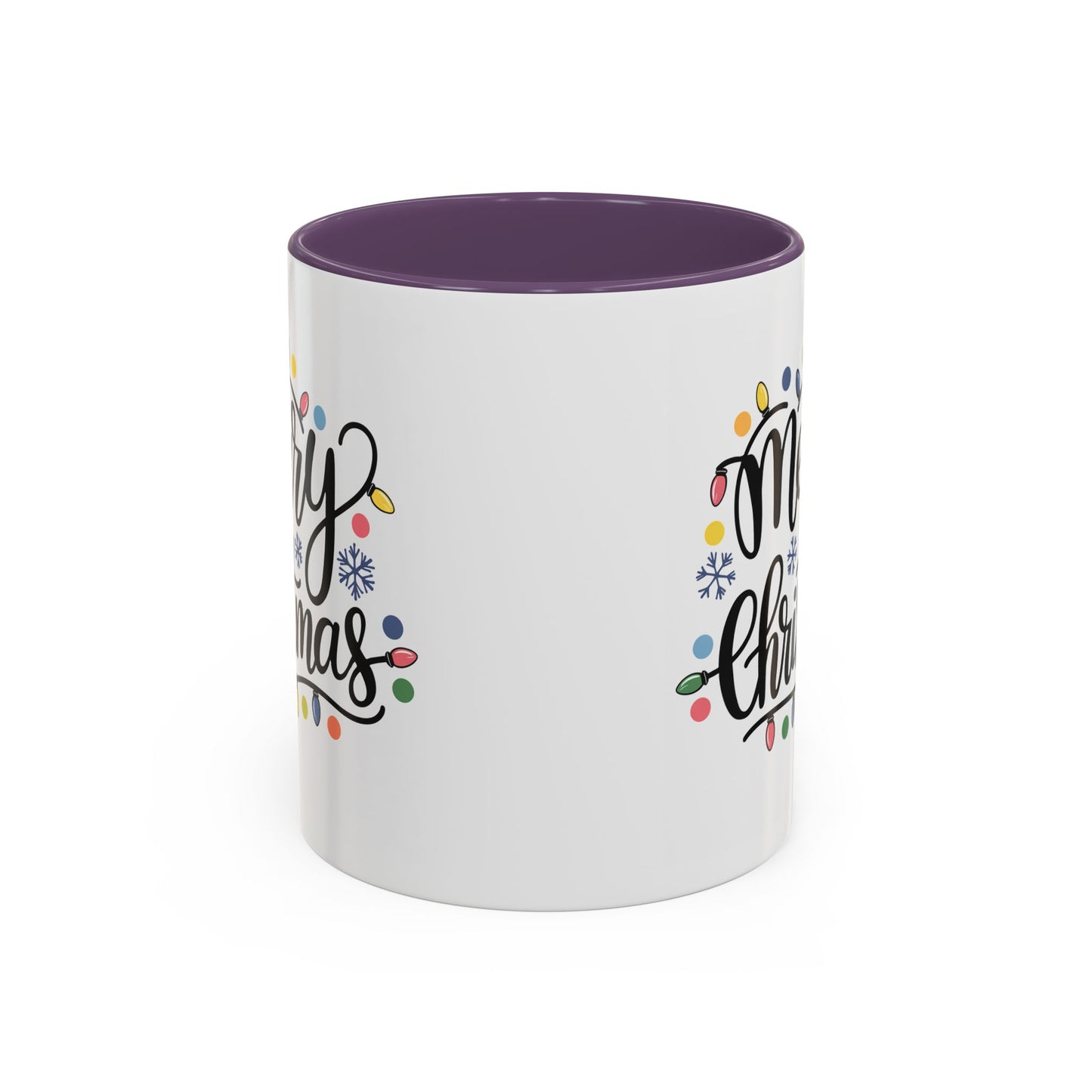 Christmas Mug - Merry Christmas Black Text Colored Lights