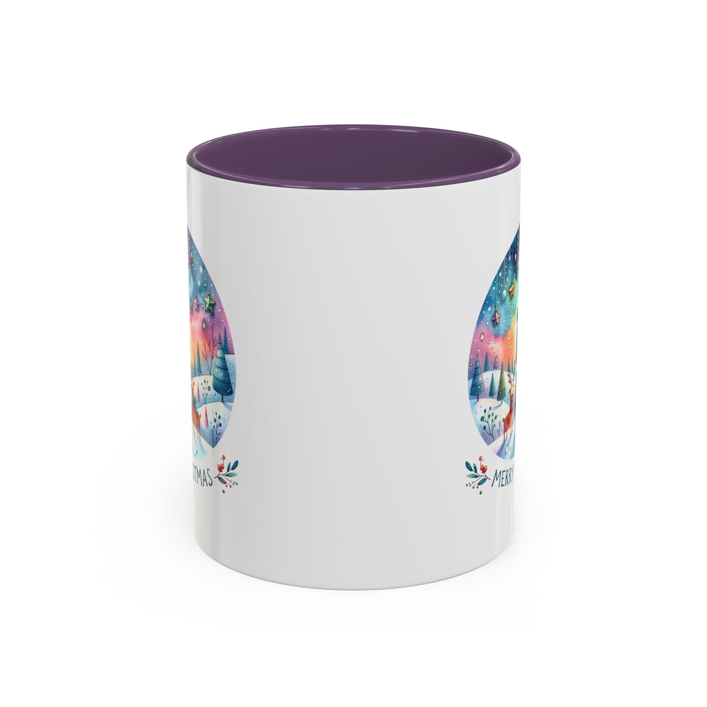 Christmas Mug - Merry Christmas Blue Text Snowman Star Reindeer