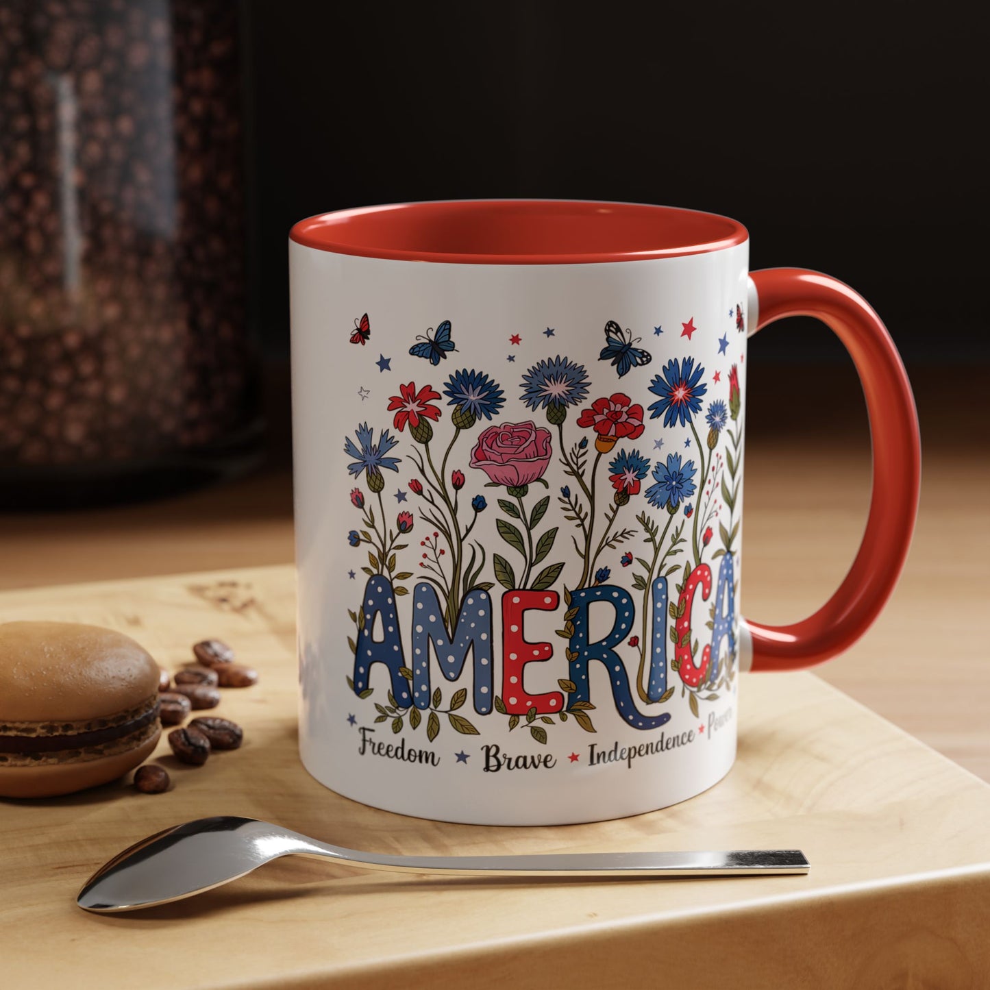 4th of July Mug - Floral America Patriotic