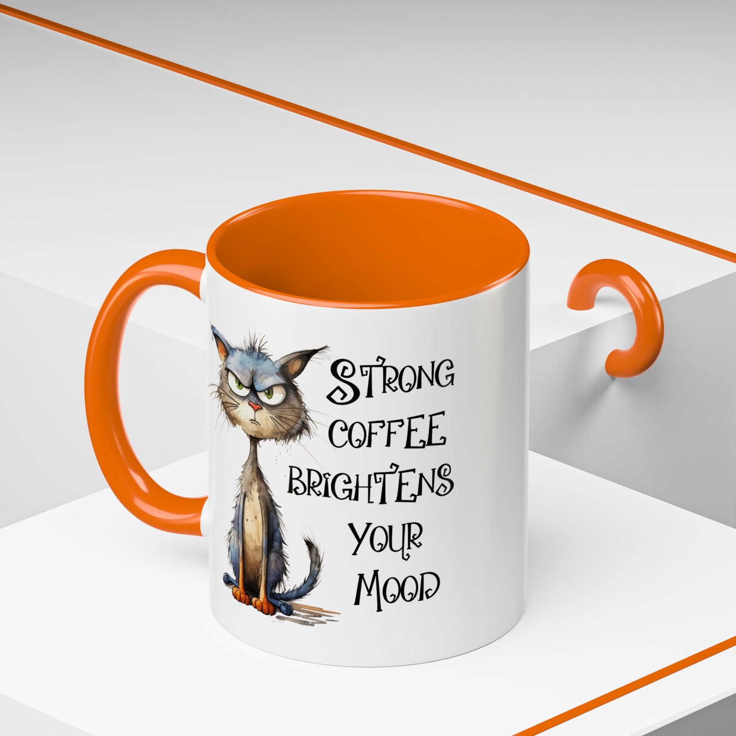 Humor Mug - Strong Coffee Brightens Your Mood