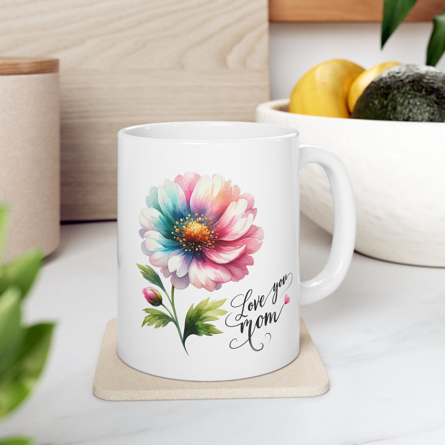 Mother's Day Mug - Love You Mom Flower