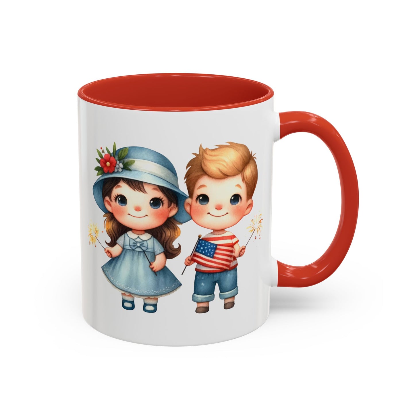 4th of July - American Boy & Girl Flag