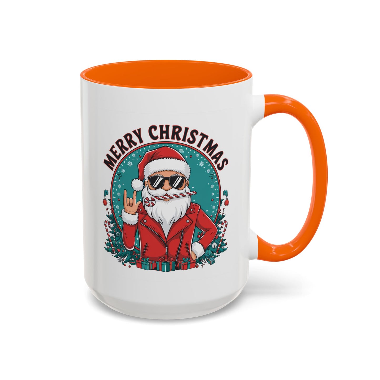 Christmas Mug - Merry Christmas Black & Red Text Cool Santa