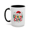 Christmas Mug - Grandma Claus Green Yellow & Red Text Hat Lights Stars