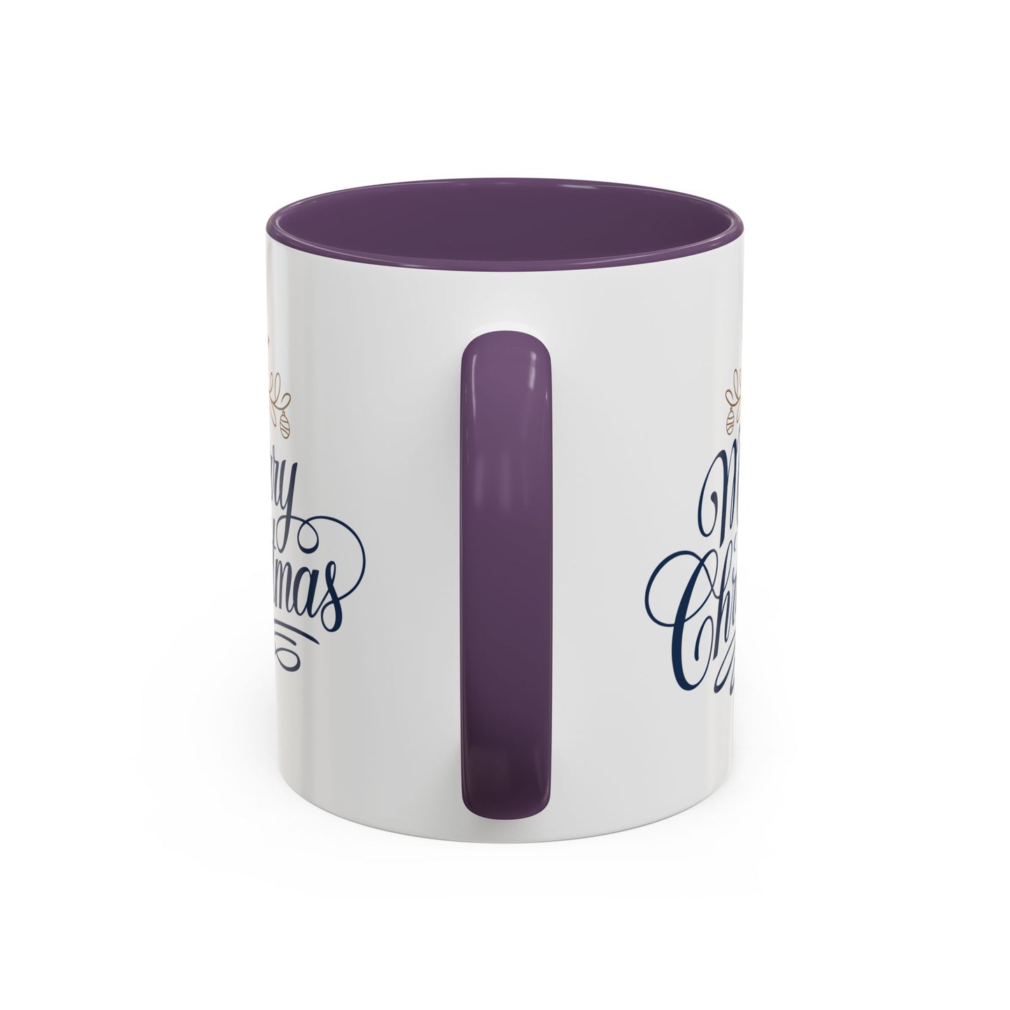 Christmas Mug - Merry Christmas Blue Text Gold Ornaments