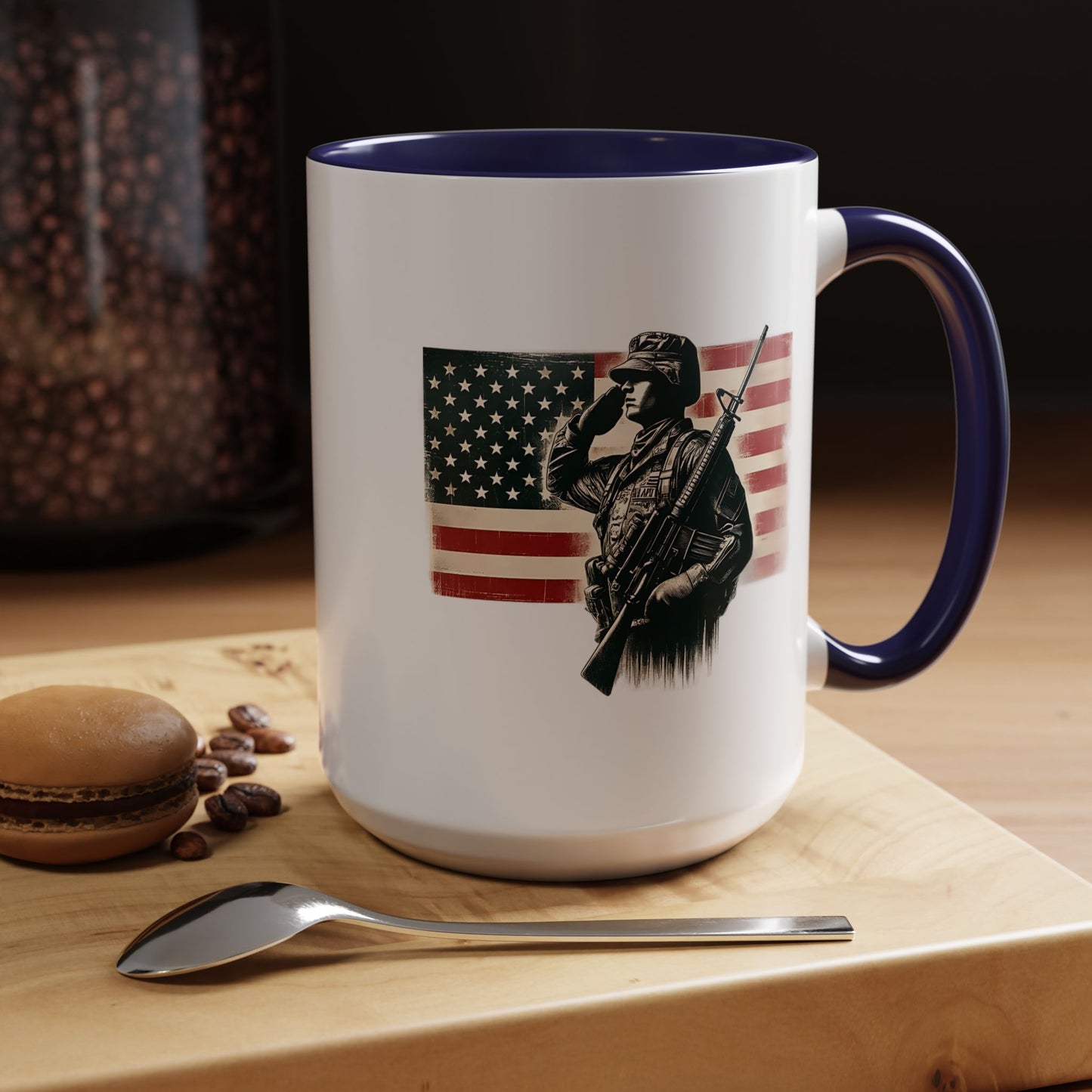 4th of July Mug - Soldier American Flag
