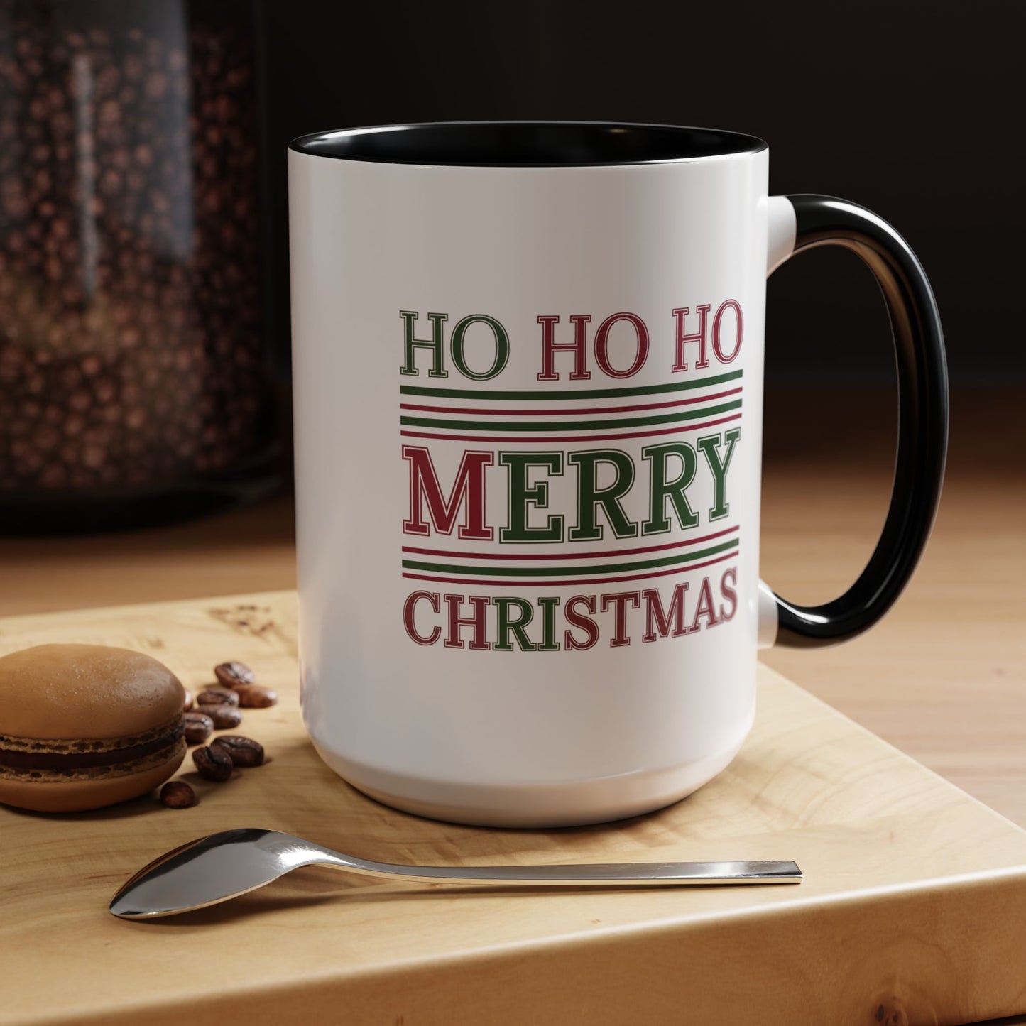 Christmas Mug - Ho Ho Ho Merry Christmas Red & Green Text 3