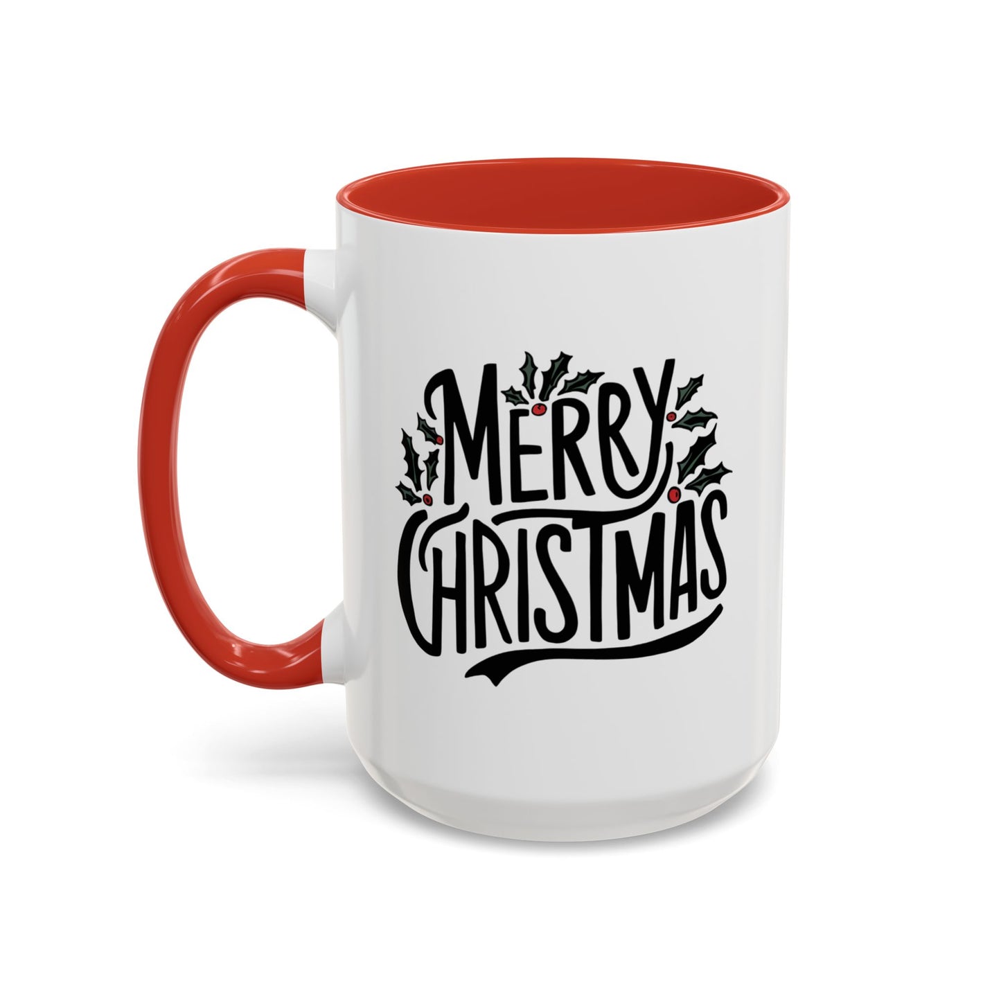 Christmas Mug - Merry Christmas Black Text Mistletoe