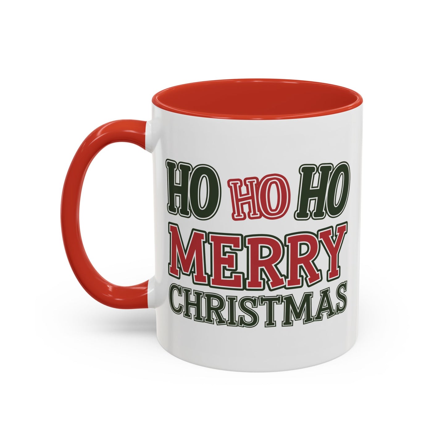 Christmas Mug - Ho Ho Ho Merry Christmas Green & Red Text