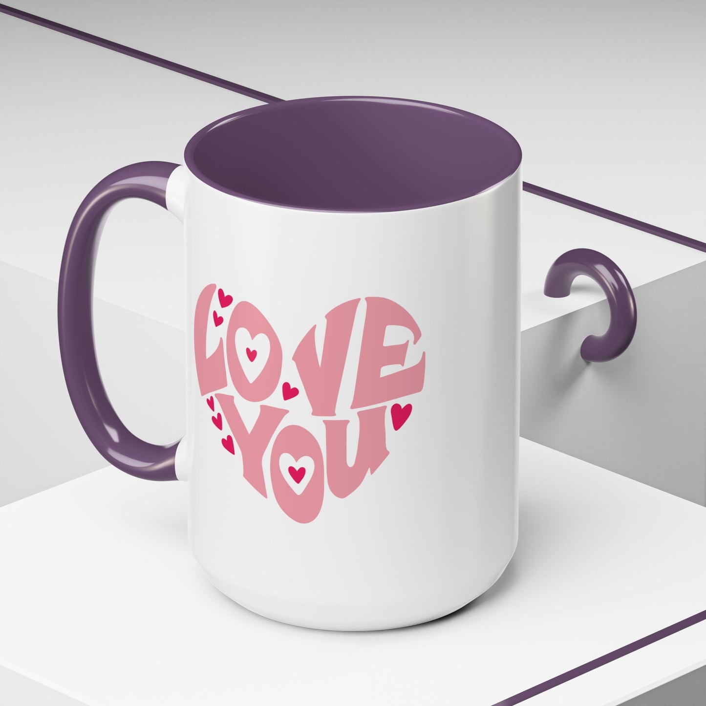 Valentine's Day Mug - Love You Heart Lettering
