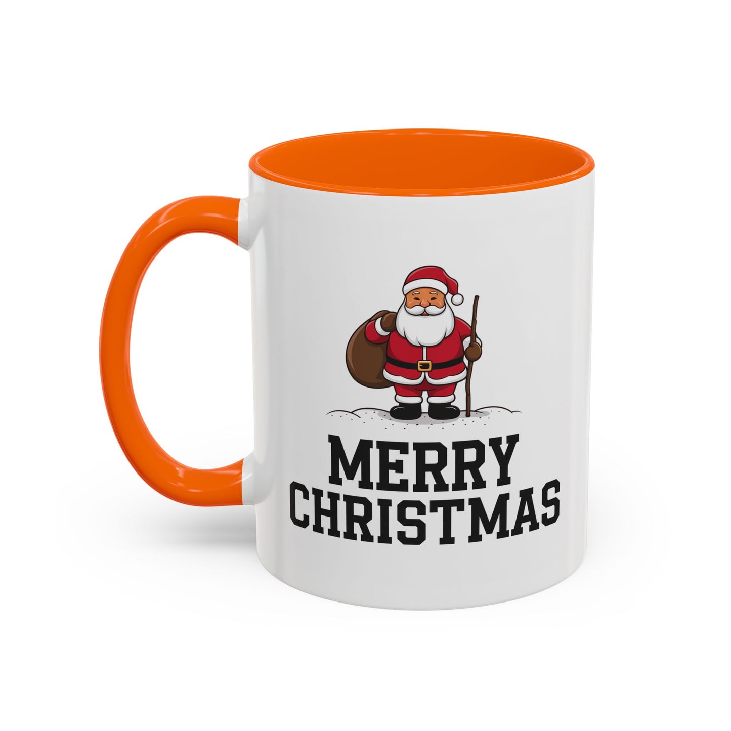 Christmas Mug - Merry Christmas Black Text Santa Walking