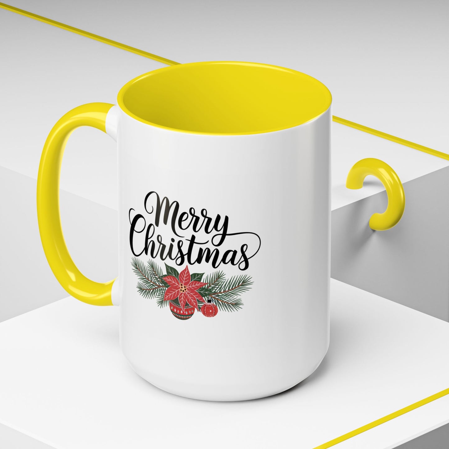 Christmas Mug - Merry Christmas Black Text Mistletoe