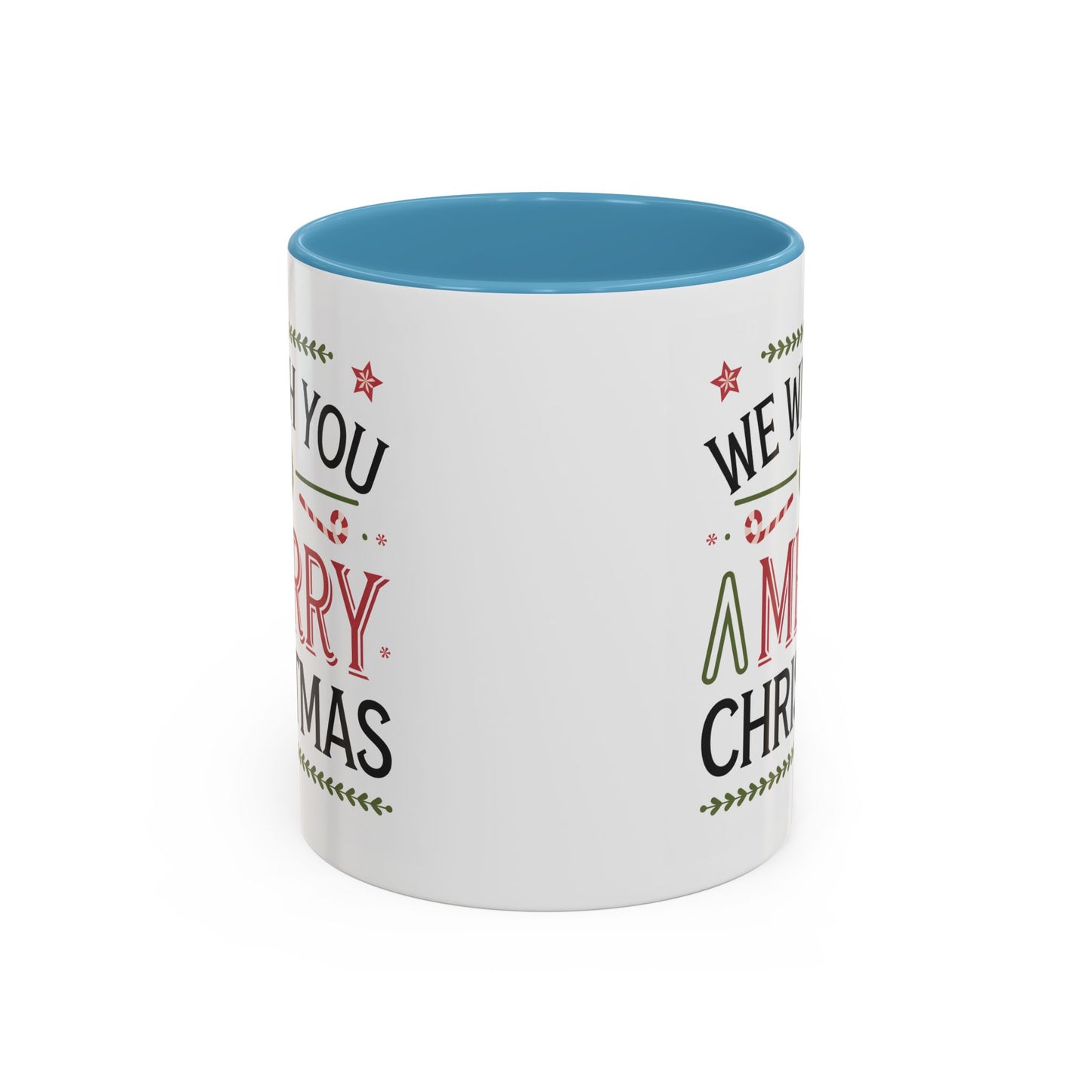 Christmas Mug - We Wish You a Merry Christmas Blue Green & Red Text
