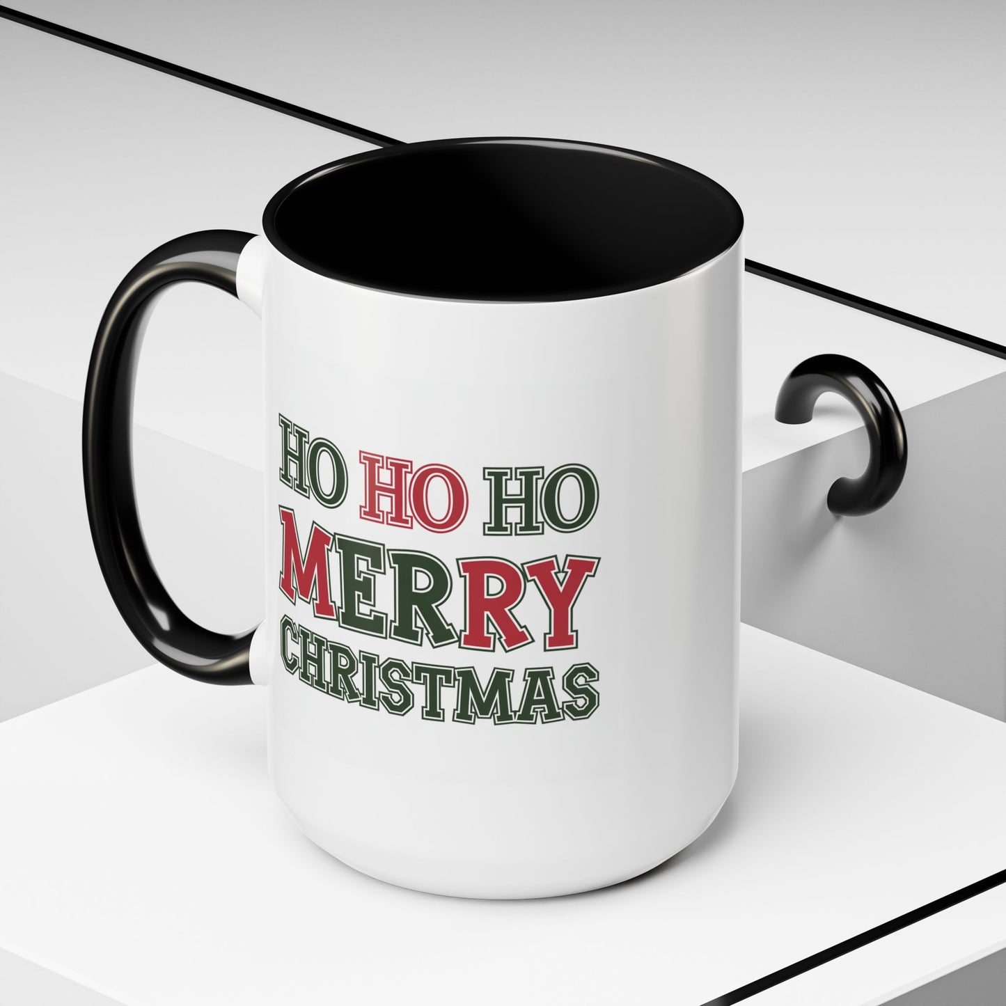 Christmas Mug - Ho Ho Ho Merry Christmas Green & Red Text 2