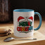Christmas Mug - Merry Christmas Green Red Yellow and Blue Text Red Hats