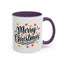 Christmas Mug - Merry Christmas Black Text Fall Leaves