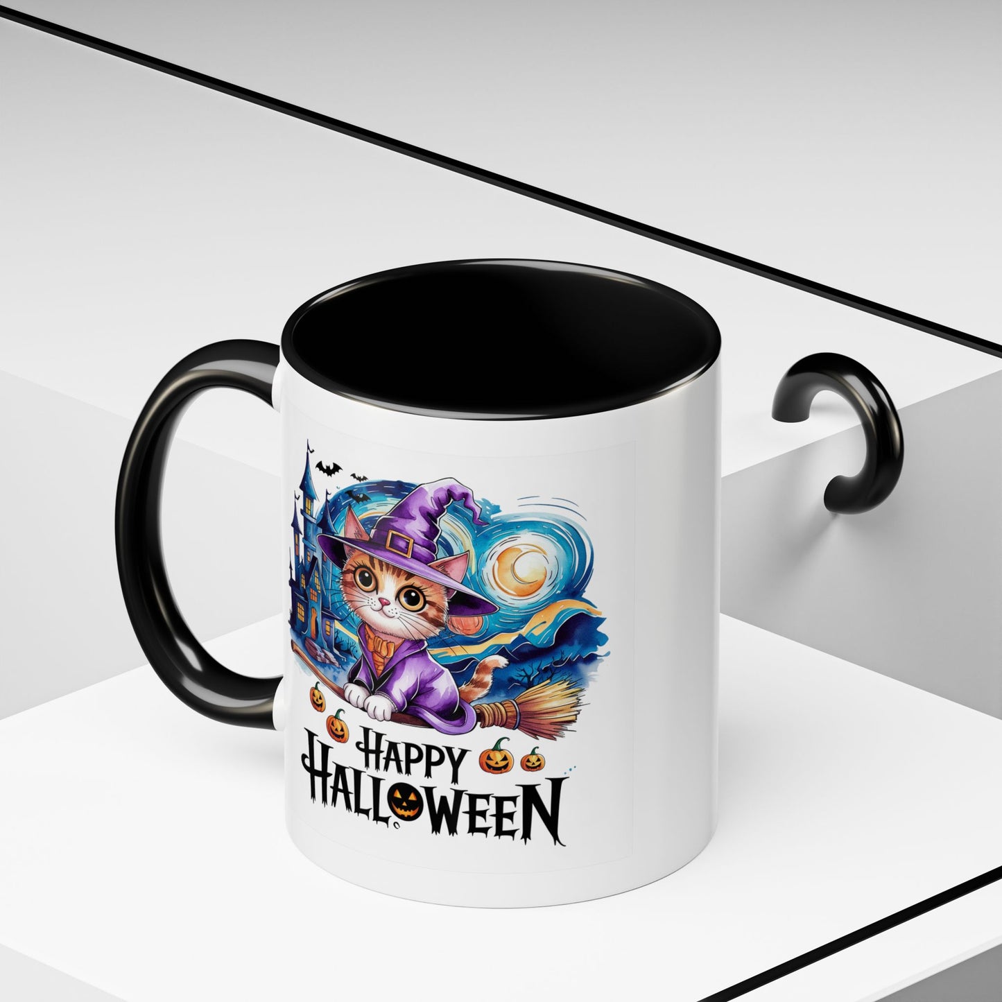 Halloween Mug - Happy Halloween Cat Witch