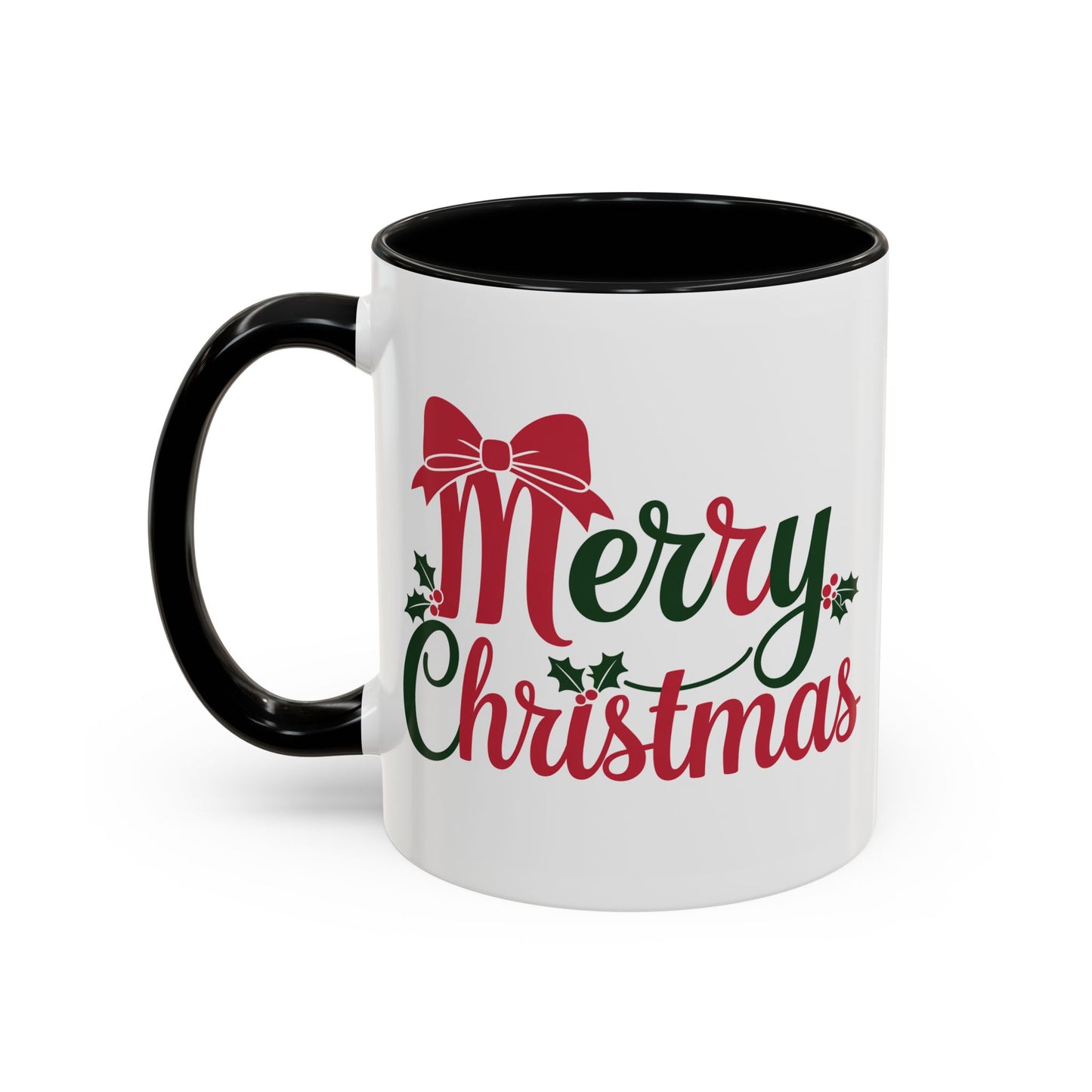 Christmas Mug - Merry Christmas Red & Green Text Bow
