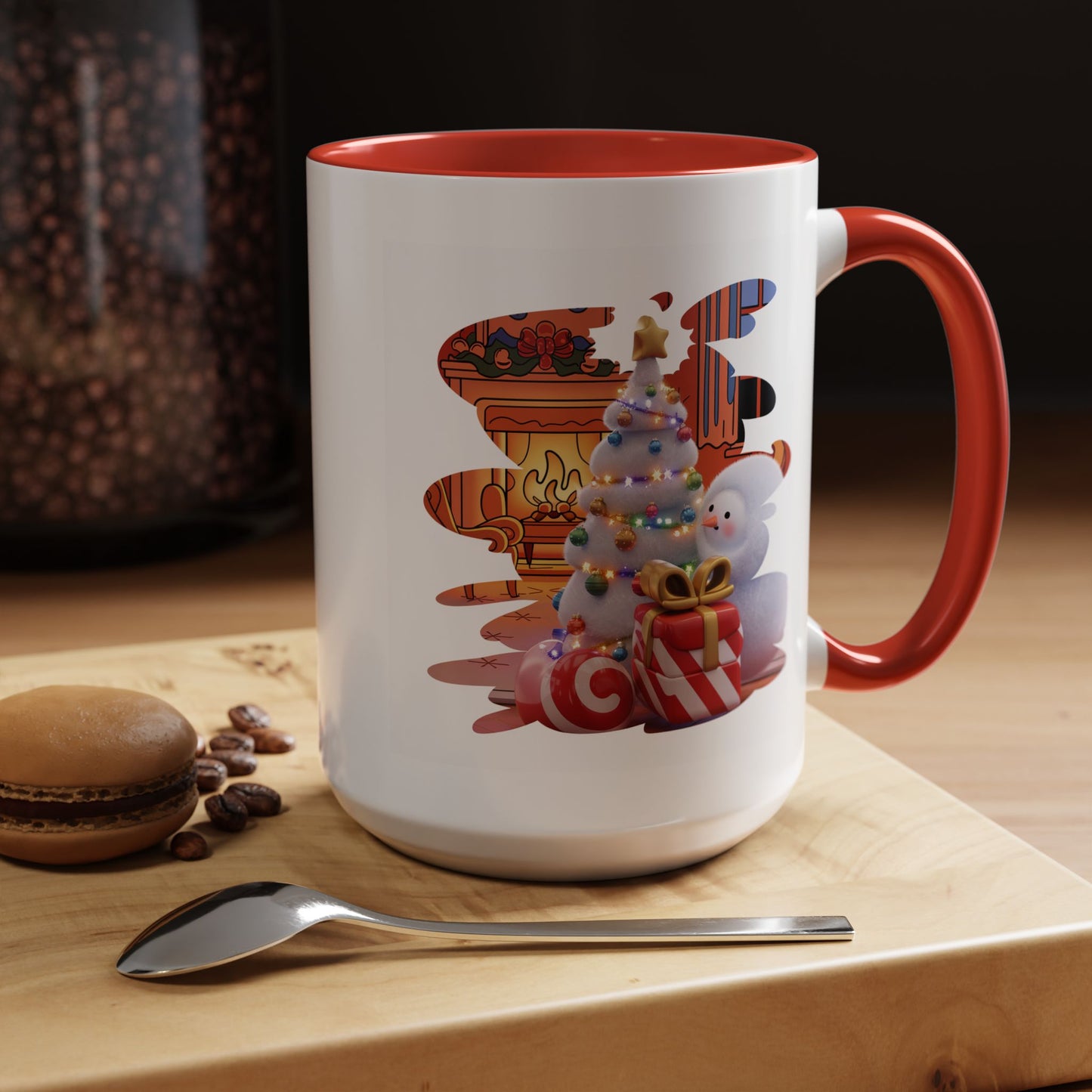 Christmas Mug - Snowman Tree Presents Fireplace