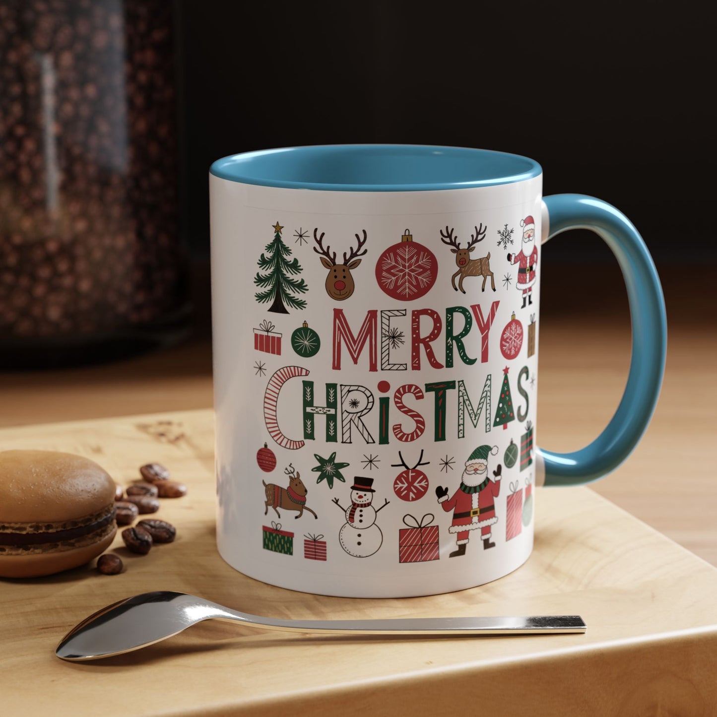 Christmas Mug - Merry Christmas Red White & Green Text Collage