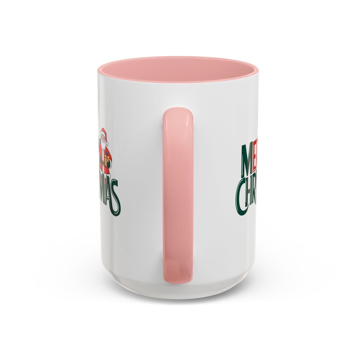 Christmas Mug - Merry Christmas Green & Red Text Santa Present