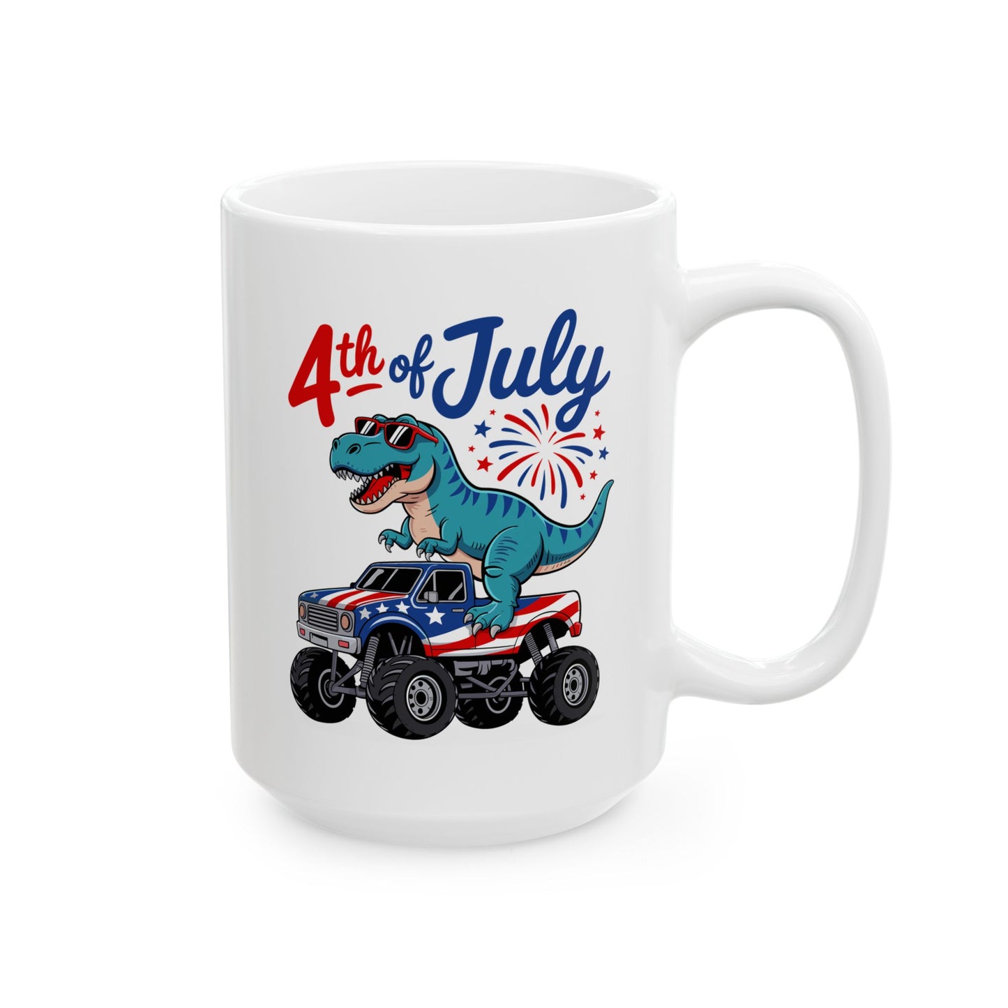 4th of July Mug - T Rex Monster Truck USA
