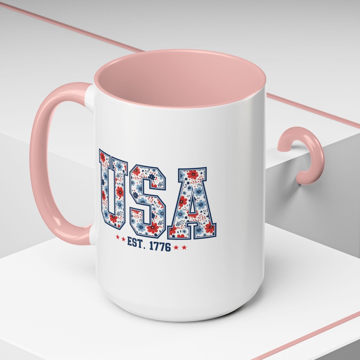 4th of July Mug - USA EST 1776 Floral