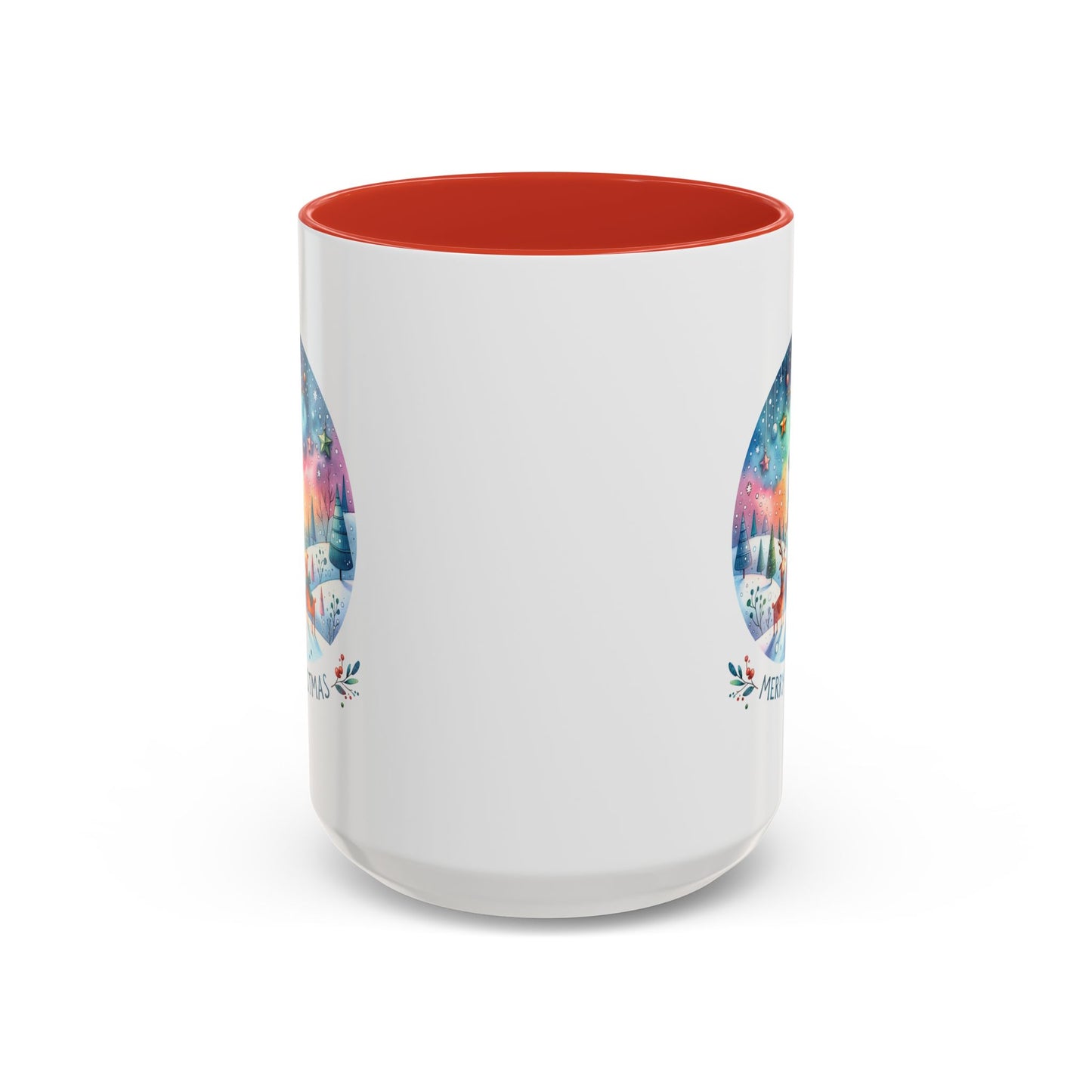 Christmas Mug - Merry Christmas Blue Text Snowman Star Reindeer