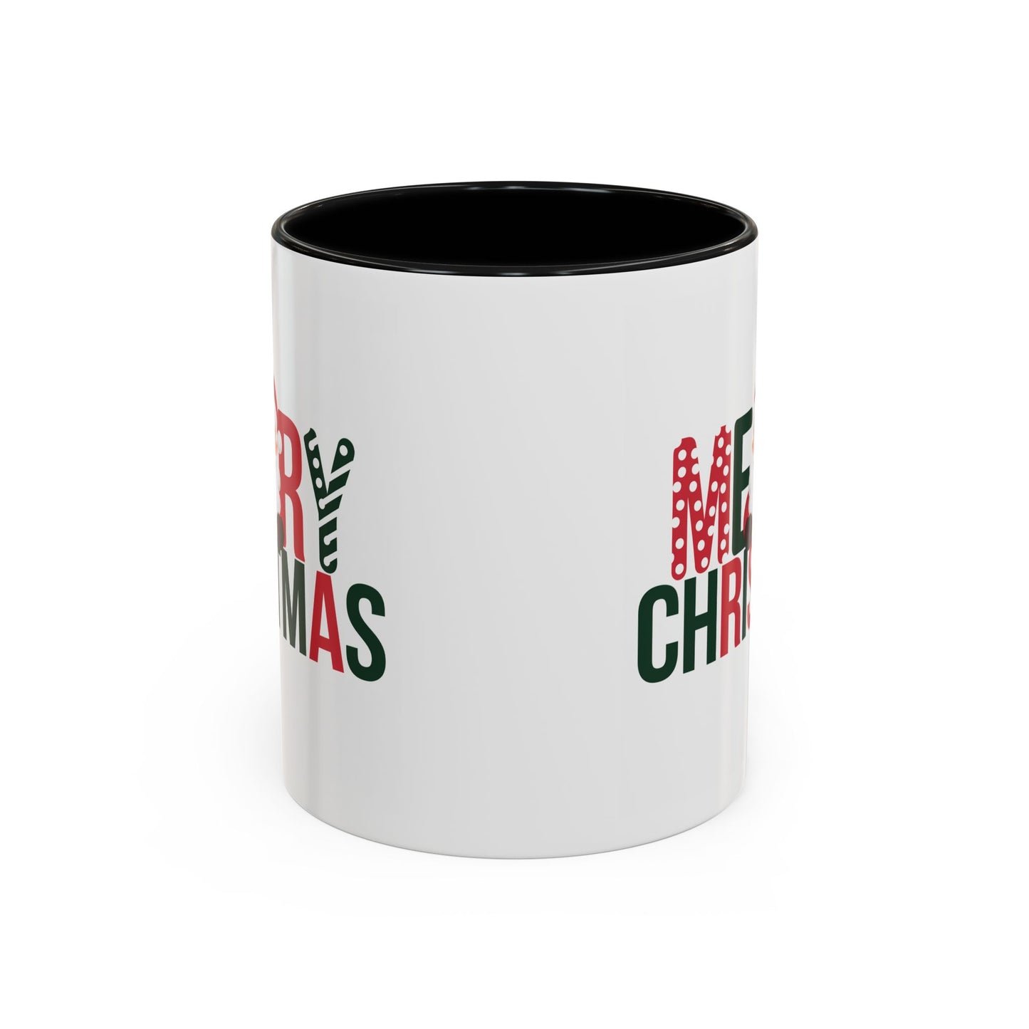 Christmas Mug - Merry Christmas Green & Red Text Santa