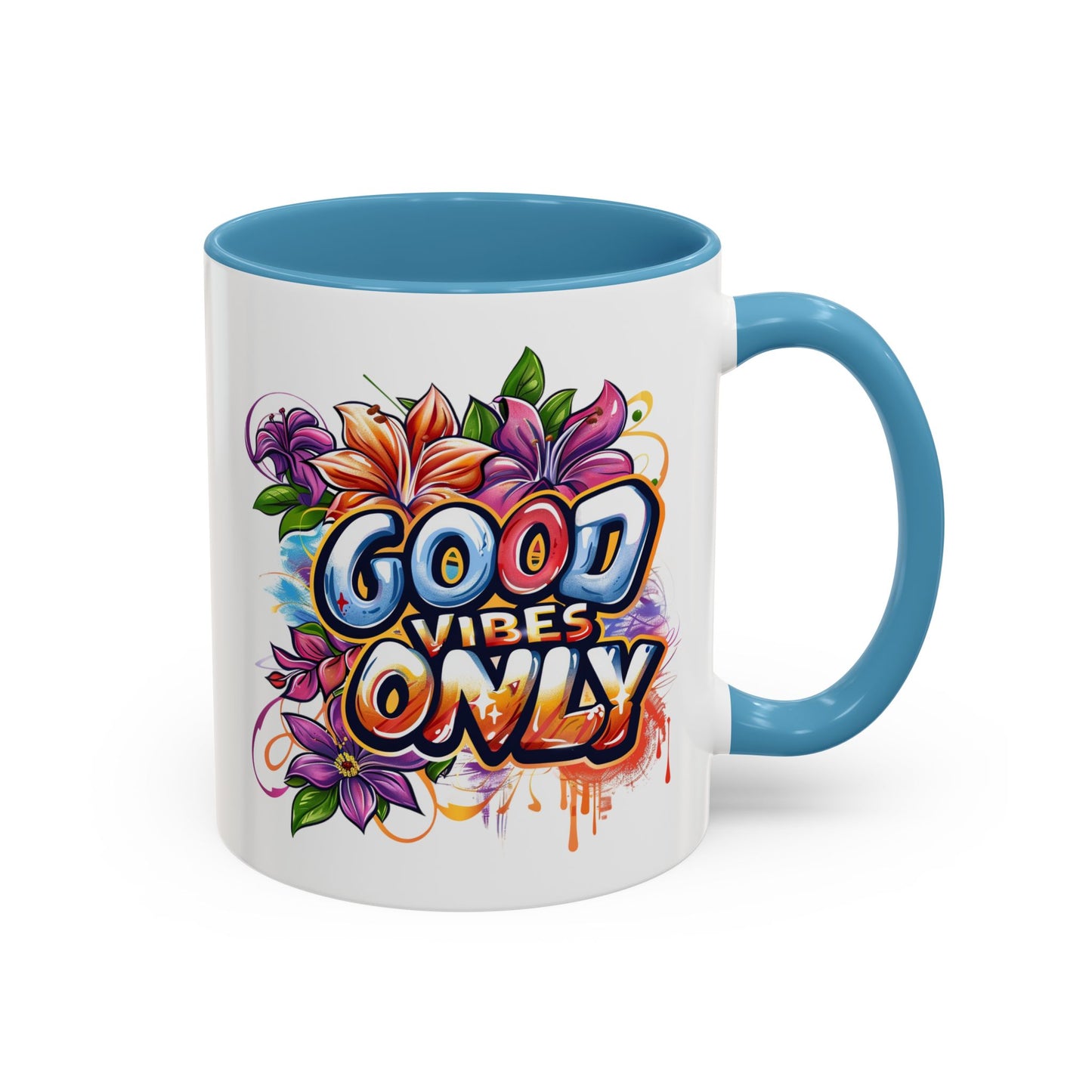 Wellness Mug - Good Vibes Only Graffiti Flowers