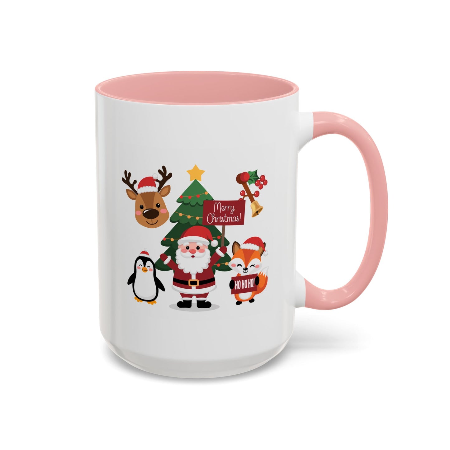 Christmas - Merry Christmas White Text Santa Reindeer Penguin Fox