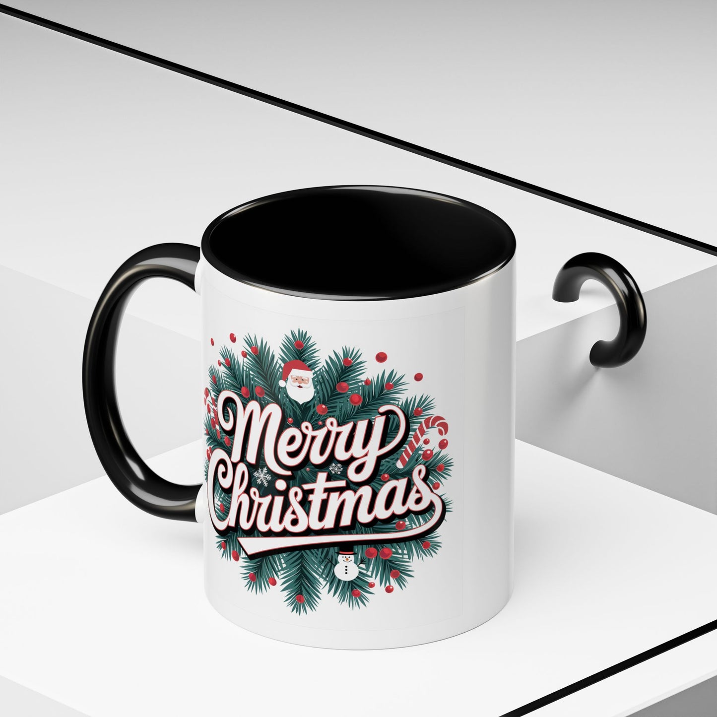 Christmas Mug - Merry Christmas White & Red Embossed Text