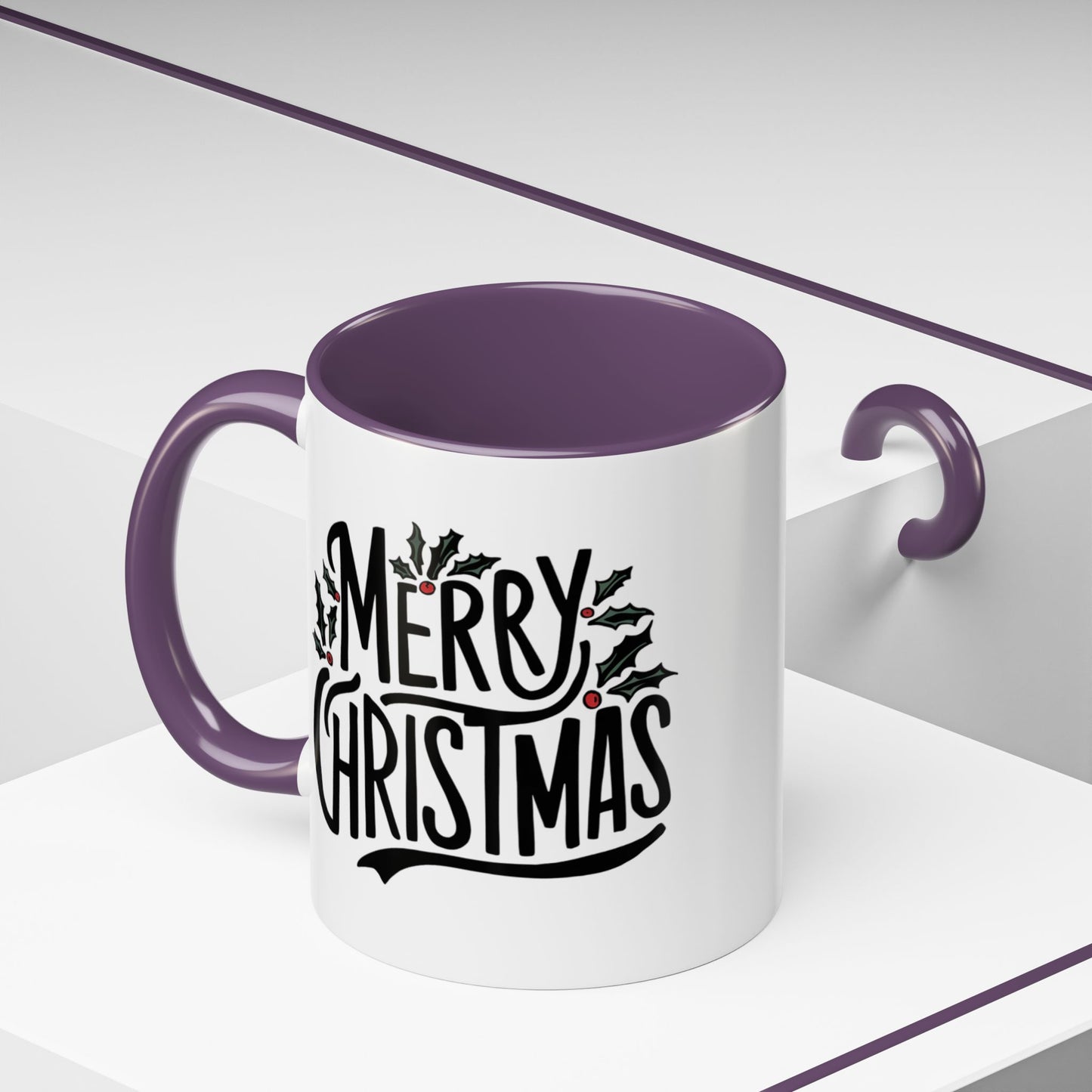 Christmas Mug - Merry Christmas Black Text Mistletoe