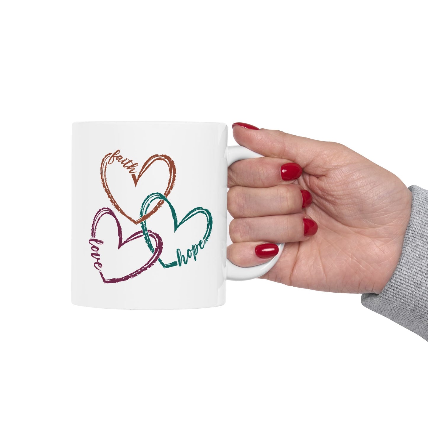 Religious Mug - Faith Love Hope Hearts
