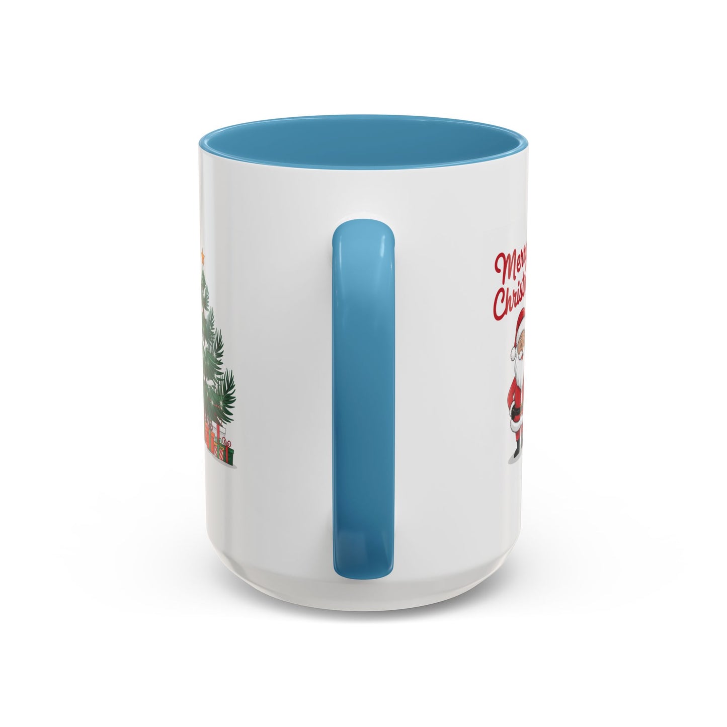 Christmas Mug - Merry Christmas Red Text Santa Tree Presents