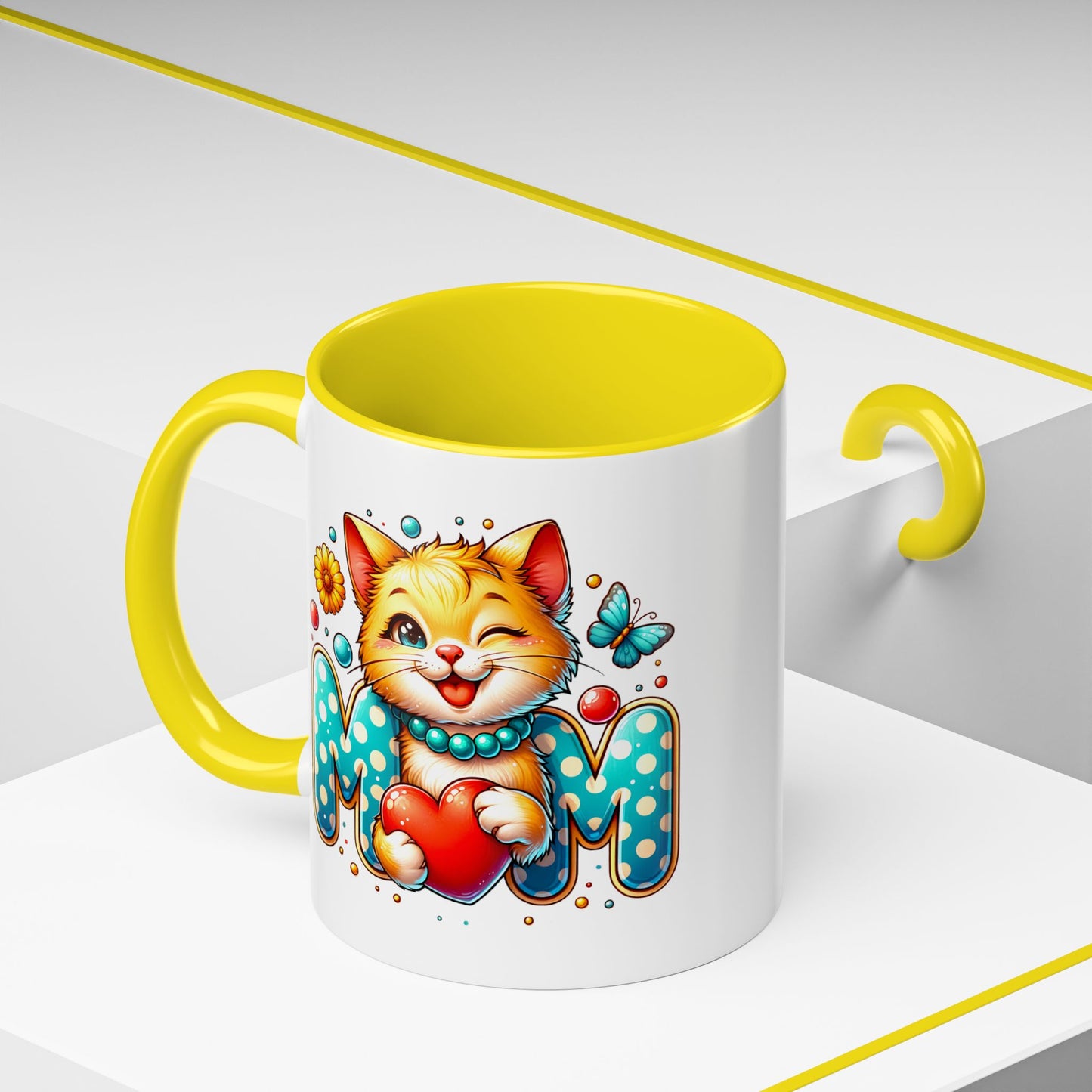 Mother's Day Mug - Mom Cat Red Heart